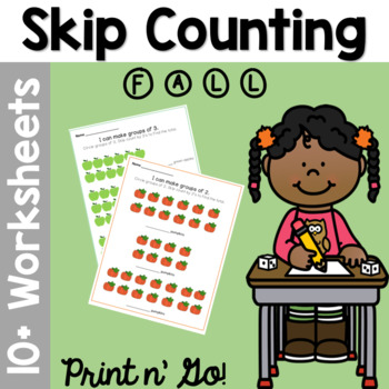 Preview of Fall Math Skip Counting with Thanksgiving Math Worksheets