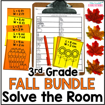 Preview of Fall Math Solve the Room BUNDLE - 3rd Grade Math Practice Activities