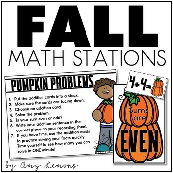 Preview of Fall Math Stations for 2nd Grade | Math Centers for Fall