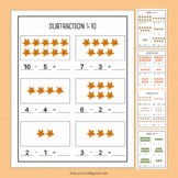 Fall Math Subtraction with Pictures to 10 Worksheets Numbe