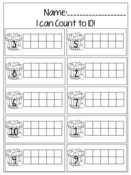 Fall Math Worksheet- I can count to 10
