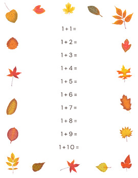 Preview of Fall Math Worksheet-Kindergarten Level