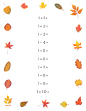 Fall Math Worksheet-Kindergarten Level