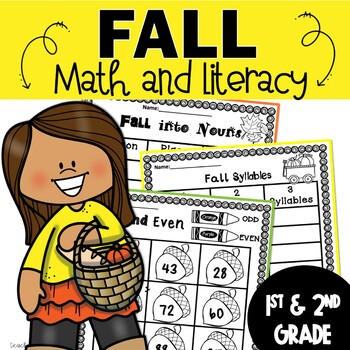 Preview of Fall Math Worksheets 1st 2nd Grade September October November Printable Workbook