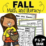 Fall Math Worksheets 1st 2nd Grade September October Novem