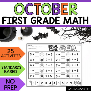 Preview of Fall Math Worksheets - 1st Grade Math Worksheets - October Halloween Worksheets