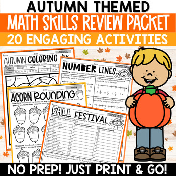 Preview of Fall Math Worksheets & Activities / Fall Math Review Packet