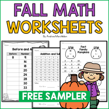 Preview of Fall Math Worksheets Free Sampler
