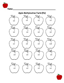 Preview of Fall Math Worksheets- Multiplication 5's, 6's, 7's