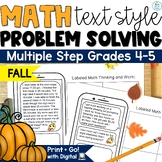 Fall Math Worksheets November Activity Multi Step Problem 