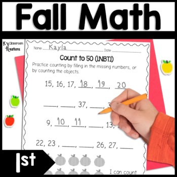 Preview of Fall Math Worksheets for 1st Grade