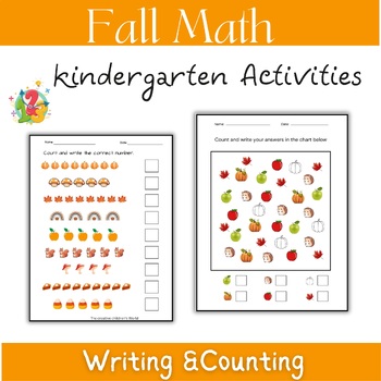 Preview of Fall Math Worksheets for Kindergarten and I Spy Activities November Math Freebie