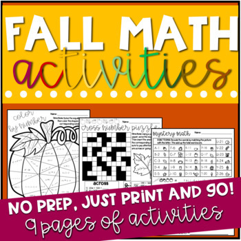 Preview of Fall Math Worksheets for Middle School