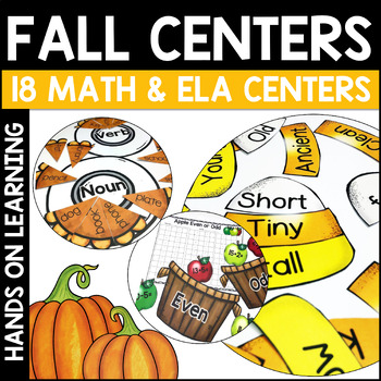 Preview of Fall & Autumn Math and ELA Activities Centers Halloween Thanksgiving Bundle