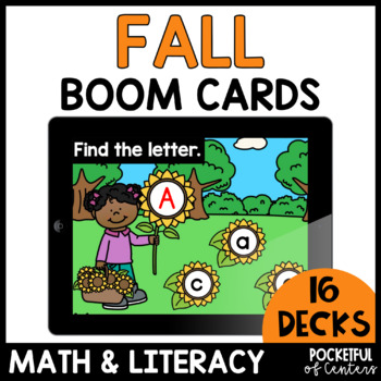 Preview of Fall Math and Literacy Bundle Boom Cards™ - October Boom Cards™