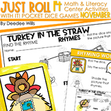 Fall and Thanksgiving Math and Literacy Pocket Dice Center