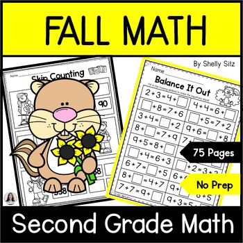 Preview of Fall Math Worksheets for 2nd grade - Second Grade Math Review Worksheets