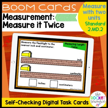 Preview of Fall Measure it Twice BOOM™ Cards Standard 2.MD.2