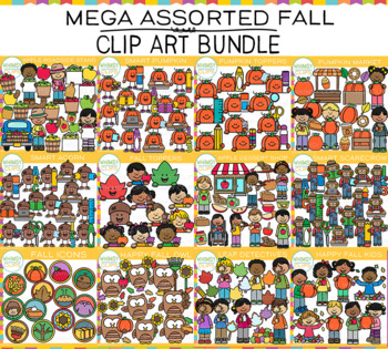 Preview of Fall Mega Assorted Kids and Characters Clip Art Bundle
