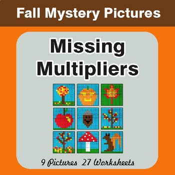 Fall: Missing Multipliers - Color-By-Number Math Mystery Pictures