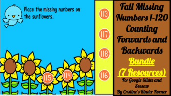 Preview of Fall Missing Numbers 1-120 (Bundle of 7 Resources)  for Google Slides/Seesaw