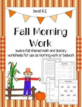 Preview of Fall Morning Work- Math & Literacy Worksheets