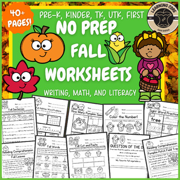 Preview of Fall Morning Work November PreK Kindergarten First TK UTK Math Literacy Writing
