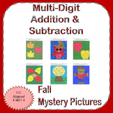 Fall Multi-Digit Addition and Subtraction Mystery Pictures