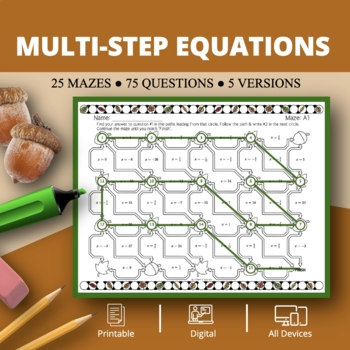 Preview of Fall: Multi-Step Equations Maze Activity