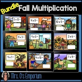 Preview of Fall Multiplication BUNDLE (multiples 2-10) Boom Cards™