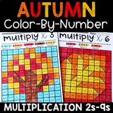 Fall Multiplication Color by Number Mystery Picture Math F