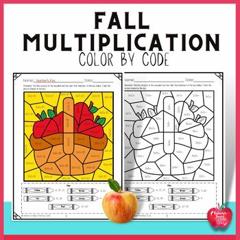 Preview of Fall Multiplication Color by Number Packets