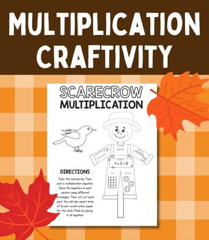 Preview of Fall Multiplication Craftivity Scarecrow for 3rd Grade