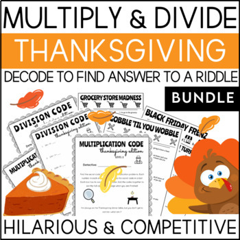 Preview of Fall Multiplication & Division Math Bundle - Game & Riddles