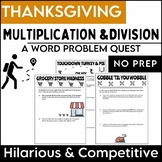 Fall Multiplication & Division Word Problem Quest NO PREP