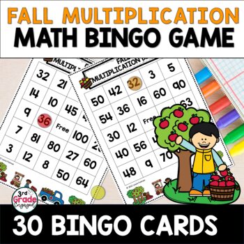 Fall Multiplication Facts Math Bingo Game by 3rd Grade Engaged | TpT