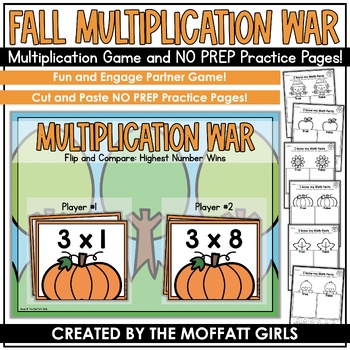 Preview of Fall Multiplication War Game and Printables!