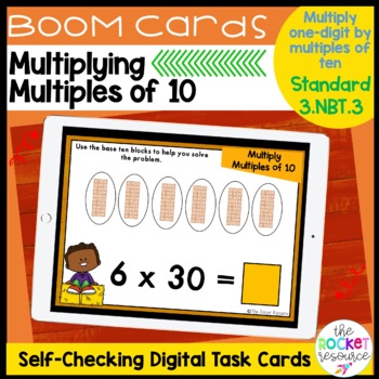 Preview of Fall Multiplying by Multiples of 10 BOOM™ Cards 3.NBT.3