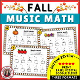 Fall Music Activities Music Math Sheets with a FALL/AUTUMN Theme