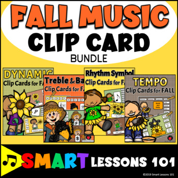 Preview of Fall Music Activity Bundle: Clip Cards: Notes Rhythm Symbols Tempo Dynamics