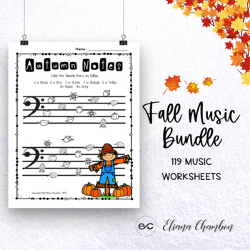 Preview of Fall Music Bundle - Note Naming - Note value-Time signature-Trace it - & More!