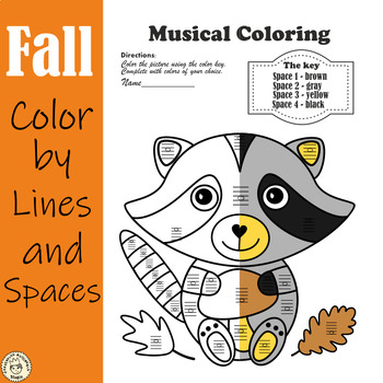 Preview of Fall Music Coloring Sheets | Color by Lines and Spaces