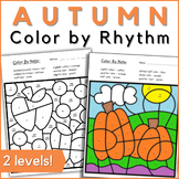 Fall Music Coloring Worksheets | Color by Rhythm Activitie