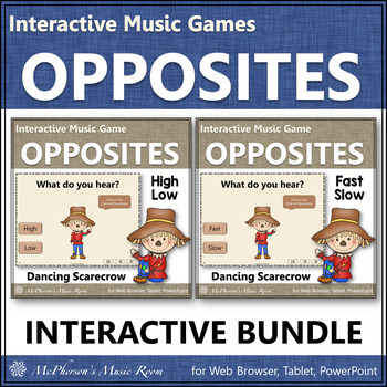 Preview of Fall Music Games High Low & Fast Slow Music Opposites {Dancing Scarecrow}