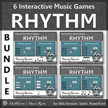 Preview of Fall Music Interactive Rhythm Games Bundle {Dancing Raccoon}