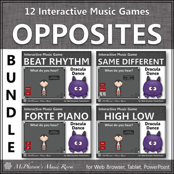 Preview of Fall Music Opposites Interactive Music Games Bundle {Dracula Dance}