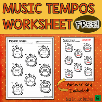 Preview of Fall Music Worksheet:  Music Tempos - FREE!