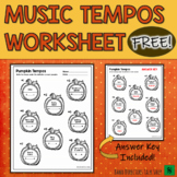 Fall Music Worksheet:  Music Tempos - FREE!
