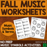 Fall Music Worksheets: MUSIC SYMBOLS & TERMS