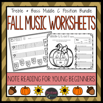 Preview of Fall Music Worksheets: Young Beginner Bundle